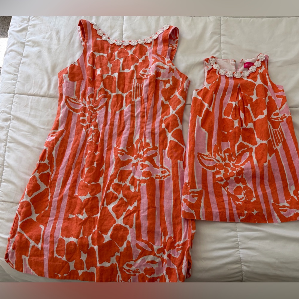 Lilly Pulitzer Pink and Orange Dress with White Trim